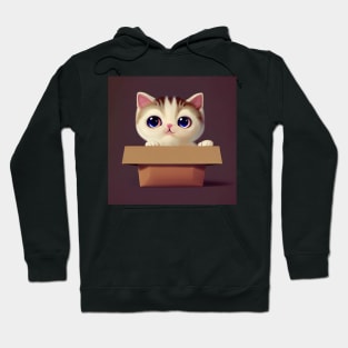 Cute small baby cat in cardboard box Hoodie